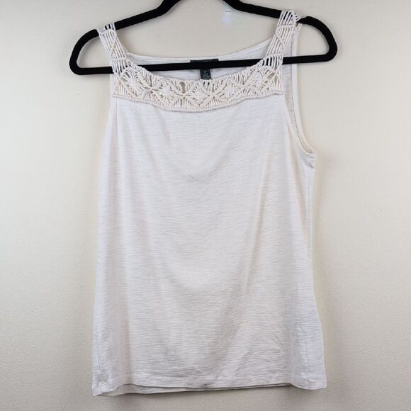 Ralph Lauren Cream Cotton Slub Crocheted Macrame Women's Camisole Top Size M - Picture 10 of 10